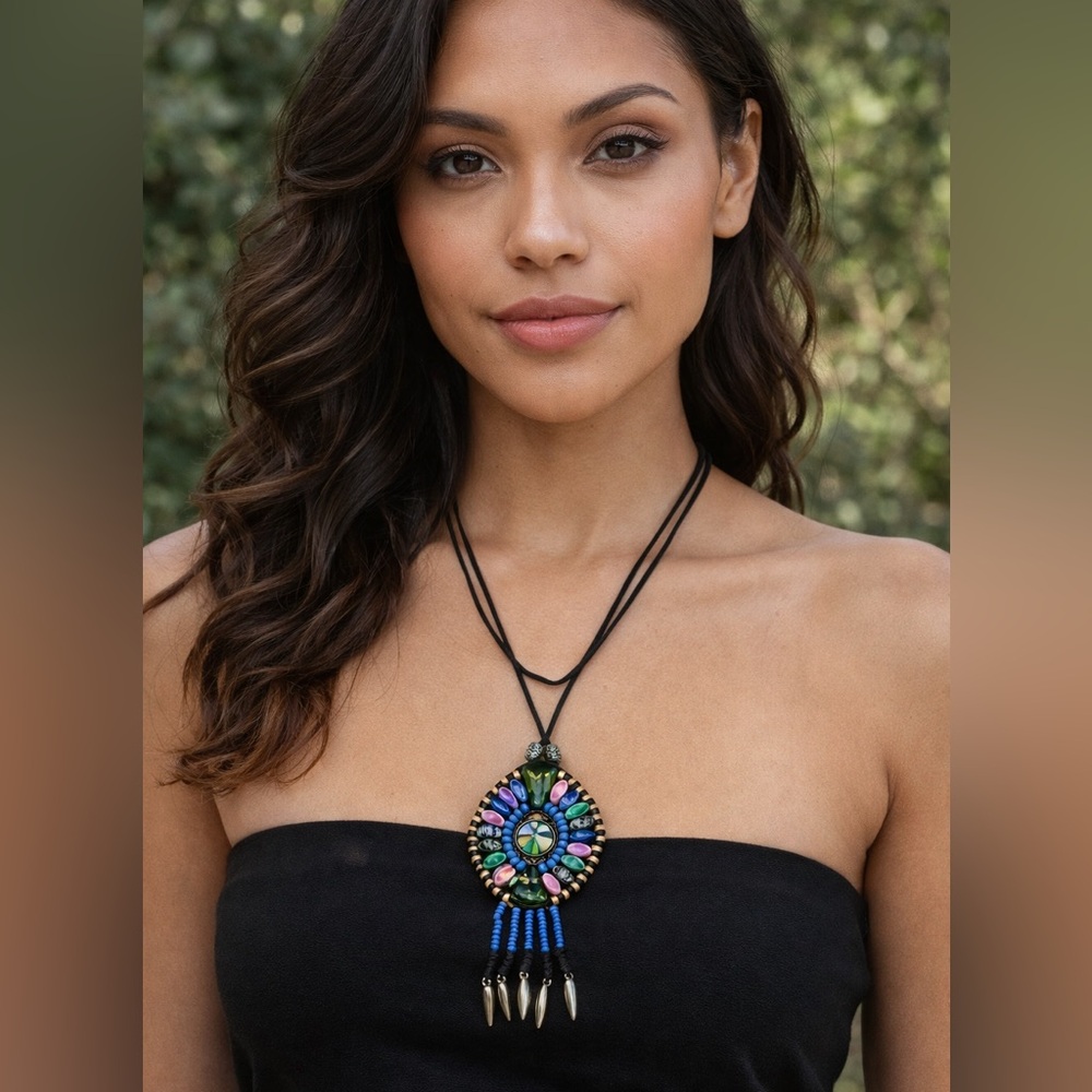 Colorful Beaded Pendant Necklace